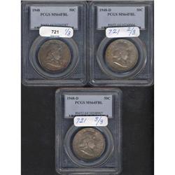 Lot of Three Franklin Half Dollars