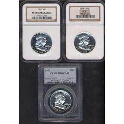 Lot of Three Franklin Half Dollars