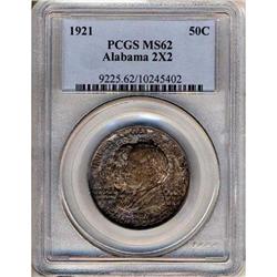 1921 Alabama 50C, With 2 x 2 PCGS MS62