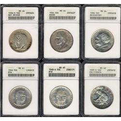 Lot of Six Commemorative Half Dollars