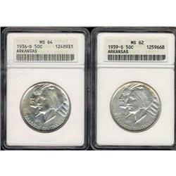 Lot of Two Arkansas Commemorative Half Dollars