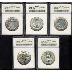 Lot of Five Commemorative Half Dollars