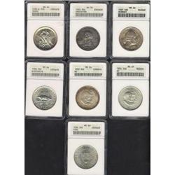 Lot of Seven Commemorative Half Dollars