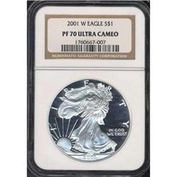 2001-W. $1 Silver Eagle NGC PF70 UC