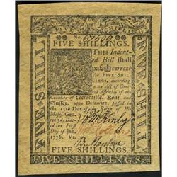 Delaware. 5 Shillings Colonial currency