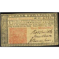 New Jersey. 3 Shillings Colonial currency