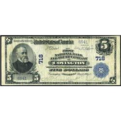 Kentucky. F-598 $5 1902 PB. Bank of Covington