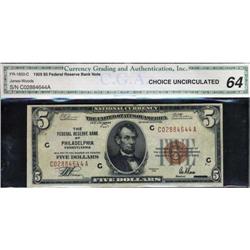 F-1850-C. 1929. $5 Federal Reserve Bank Note. CGA Choic