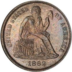 1862 Liberty Seated 10C NGC Proof 65