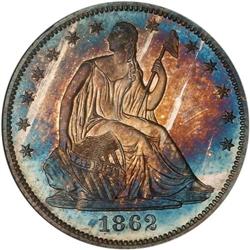 1862 Liberty Seated 50C NGC Proof 66