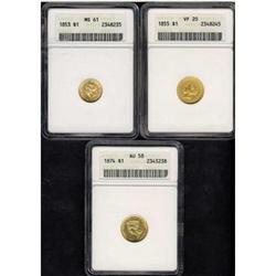 Lot of Three Liberty Gold Dollars