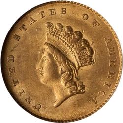 1854 $1 Gold Indian Type 2 NGC MS62