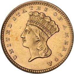 1860 $1 Gold Indian ANACS AU58