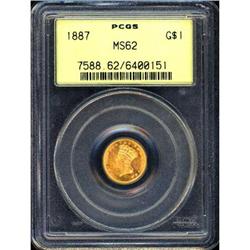 1887 $1 Gold Indian PCGS MS62