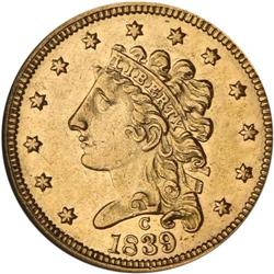 1839-C $2.50 Classic Head NGC AU58
