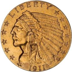 1911-D $2.50 Indian MS60