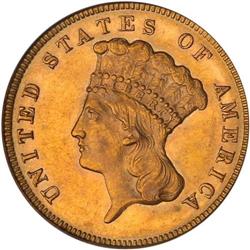 1874 $3 Gold PCGS MS62