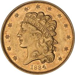 1834 $5 Classic Head. No Motto Plain 4 ANACS AU55