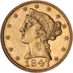 1847 $5 Liberty NGC MS62