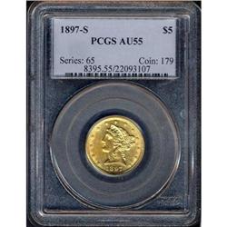 1897-S $5 Liberty PCGS AU55