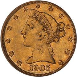 1905 $5 Liberty PCGS Proof 50