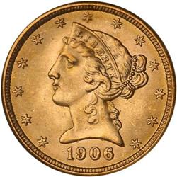 1906 $5 Liberty NGC MS67