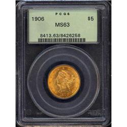 1906 $5 Liberty PCGS MS63