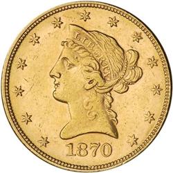 1870 $10 Liberty NGC AU58
