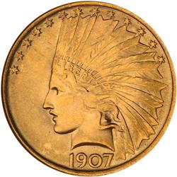 1907 $10 Indian. No Periods NGC MS65*