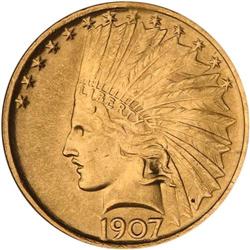 1907 $10 Indian. No Periods NGC MS65