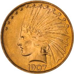 1907 $10 Indian. No Periods, No Motto, PCGS MS63