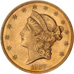 1857-S S.S. C. America 20B Bold S (SSCA 0403) PCGS MS66