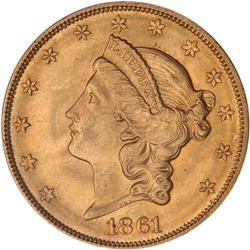1861 $20 Liberty PCGS MS63