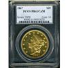 Image 3 : 1867 $20 Liberty PCGS PF61 CAM