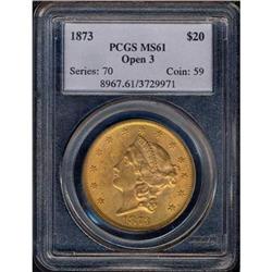 1873 $20 Liberty. Open 3 PCGS MS61