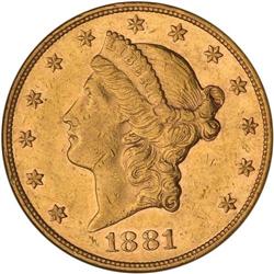 1881 $20 Liberty NGC AU50