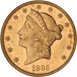 1885 $20 Liberty NGC AU58