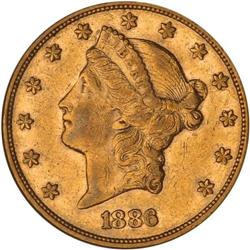 1886 $20 Liberty NGC EF45