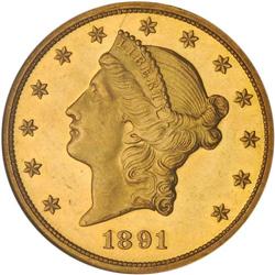 1891 $20 Liberty NGC PF61 UC