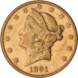1891-CC $20 Liberty NGC AU50