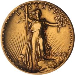 1907 $20 St. Gaudens. High Relief, Wire Rim NGC EF40