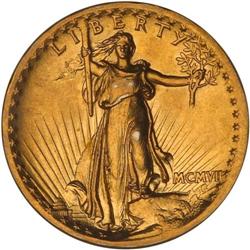 1907 $20 St. Gaudens. High Relief, Flat Rim PCGS MS64