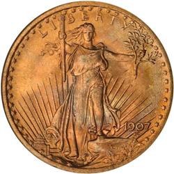 1907 $20 St. Gaudens. Flat Relief NGC MS66