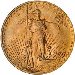 1907 $20 St. Gaudens. Flat Relief PCGS MS66