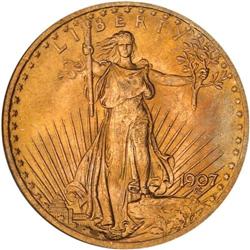 1907 $20 St. Gaudens. Flat Relief PCGS MS66