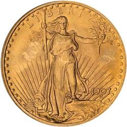 1907 $20 St. Gaudens. Flat Relief PCGS MS65