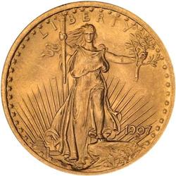 1907 $20 St. Gaudens. Flat Relief NGC MS64