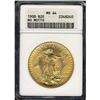 Image 1 : 1908 $20 St. Gaudens. No Motto ANACS MS64