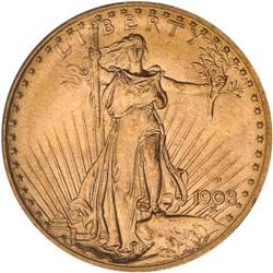1908-D $20 St. Gaudens. Motto PCGS MS64