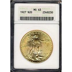 1927 $20 St. Gaudens ANACS MS63